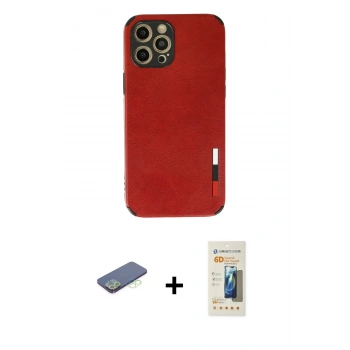 MARSİLYAN™- iPhone 12 Pro Kılıf Doruk Asil Koleksiyonu - Siyah 6D Mat Seramik Hayalet Nano Ekran Koruyucu + Renkli Kamera Lens Koruma Cam - YL