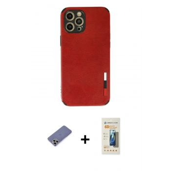 MARSİLYAN™- iPhone 12 Pro Kılıf Doruk Asil Koleksiyonu - Siyah 6D Mat Seramik Hayalet Nano Ekran Koruyucu + Metal Kamera Lens Koruma Cam - GD