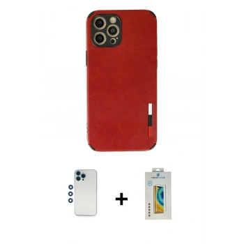 MARSİLYAN™- iPhone 12 Pro Kılıf Doruk Asil Koleksiyonu - Siyah Polymer Nano Ekran Koruyucu + Shine Kamera Lens - MI