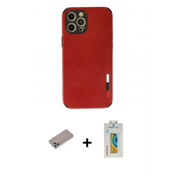 MARSİLYAN™- iPhone 12 Pro Kılıf Doruk Asil Koleksiyonu - Siyah Polymer Nano Ekran Koruyucu + Shine Kamera Lens Koruma Cam - SABE