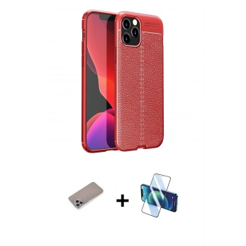MARSİLYAN™- iPhone 12 Pro Kılıf Doruk Klasik Özel Seri - Siyah 3D Antistatik Seramik Nano Ekran Koruyucu + Shine Kamera Lens Koruma Cam - SABE