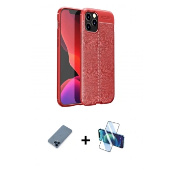 MARSİLYAN™- iPhone 12 Pro Kılıf Doruk Klasik Özel Seri - Siyah 3D Antistatik Seramik Nano Ekran Koruyucu + Metal Kamera Lens Koruma Cam - MI