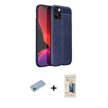 MARSİLYAN™- iPhone 12 Pro Kılıf Doruk Klasik Özel Seri - Siyah 6D Mat Seramik Hayalet Nano Ekran Koruyucu + Shine Kamera Lens Koruma Cam - MI