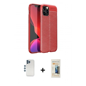 MARSİLYAN™- iPhone 12 Pro Kılıf Doruk Klasik Özel Seri - Siyah 6D Mat Seramik Hayalet Nano Ekran Koruyucu + Shine Kamera Lens - MI
