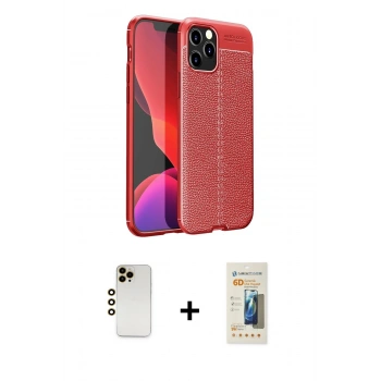 MARSİLYAN™- iPhone 12 Pro Kılıf Doruk Klasik Özel Seri - Siyah 6D Mat Seramik Hayalet Nano Ekran Koruyucu + Shine Kamera Lens - GD