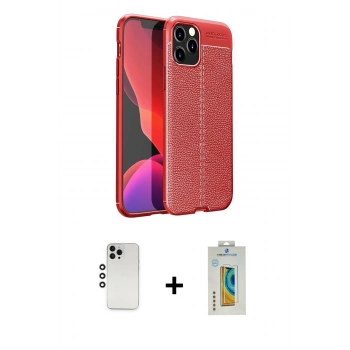 MARSİLYAN™- iPhone 12 Pro Kılıf Doruk Klasik Özel Seri - Siyah Polymer Nano Ekran Koruyucu + Shine Kamera Lens - GS