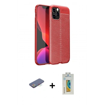 MARSİLYAN™- iPhone 12 Pro Kılıf Doruk Klasik Özel Seri - Siyah Polymer Nano Ekran Koruyucu + Renkli Kamera Lens Koruma Cam - MI