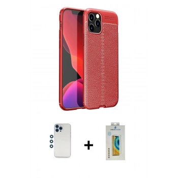 MARSİLYAN™- iPhone 12 Pro Kılıf Doruk Klasik Özel Seri - Siyah Polymer Nano Ekran Koruyucu + Shine Kamera Lens - MI
