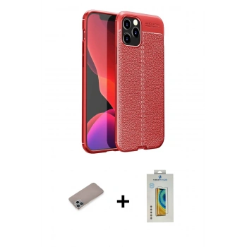 MARSİLYAN™- iPhone 12 Pro Kılıf Doruk Klasik Özel Seri - Siyah Polymer Nano Ekran Koruyucu + Shine Kamera Lens Koruma Cam - SABE