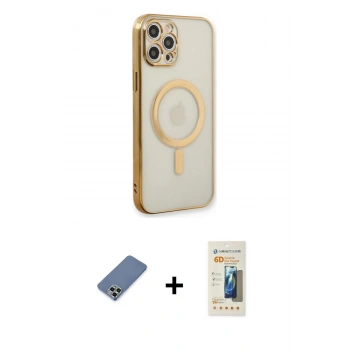 MARSİLYAN™- iPhone 12 Pro Kılıf Doruk Minimal - Siyah 6D Mat Seramik Hayalet Nano Ekran Koruyucu + Metal Kamera Lens Koruma Cam - AKYL