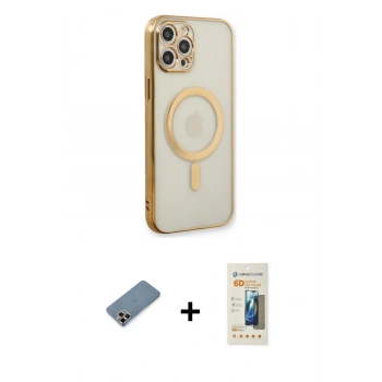 MARSİLYAN™- iPhone 12 Pro Kılıf Doruk Minimal - Siyah 6D Mat Seramik Hayalet Nano Ekran Koruyucu + Metal Kamera Lens Koruma Cam - MR