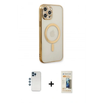 MARSİLYAN™- iPhone 12 Pro Kılıf Doruk Minimal - Siyah 6D Mat Seramik Hayalet Nano Ekran Koruyucu + Shine Kamera Lens - MI