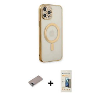 MARSİLYAN™- iPhone 12 Pro Kılıf Doruk Minimal - Siyah 6D Mat Seramik Hayalet Nano Ekran Koruyucu + Shine Kamera Lens Koruma Cam - SABE