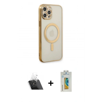 MARSİLYAN™- iPhone 12 Pro Kılıf Doruk Minimal - Siyah Polymer Nano Ekran Koruyucu + Kamera Lens Koruma Cam - SF