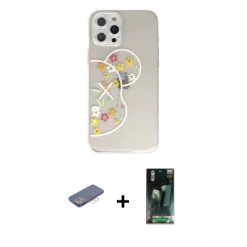 MARSİLYAN™- iPhone 12 Pro Kılıf Eksen Asil Prime - Şeffaf 360 Full Body Arka Koruyucu + Renkli Kamera Lens Koruma Cam - MI