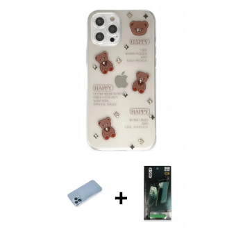 MARSİLYAN™- iPhone 12 Pro Kılıf Eksen Asil Prime - Siyah 360 Mat Full Body Arka Koruyucu + Shine Kamera Lens Koruma Cam - MI