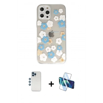 MARSİLYAN™- iPhone 12 Pro Kılıf Eksen Asil Prime - Siyah 3D Antistatik Seramik Nano Ekran Koruyucu + Shine Kamera Lens - MI
