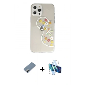 MARSİLYAN™- iPhone 12 Pro Kılıf Eksen Asil Prime - Siyah 3D Antistatik Seramik Nano Ekran Koruyucu + Metal Kamera Lens Koruma Cam - GS
