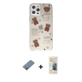 MARSİLYAN™- iPhone 12 Pro Kılıf Eksen Asil Prime - Siyah 6D Mat Seramik Hayalet Nano Ekran Koruyucu + Metal Kamera Lens Koruma Cam - GS