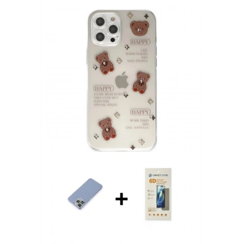 MARSİLYAN™- iPhone 12 Pro Kılıf Eksen Asil Prime - Siyah 6D Mat Seramik Hayalet Nano Ekran Koruyucu + Metal Kamera Lens Koruma Cam - KUYL