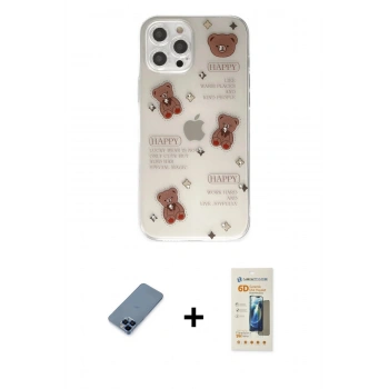 MARSİLYAN™- iPhone 12 Pro Kılıf Eksen Asil Prime - Siyah 6D Mat Seramik Hayalet Nano Ekran Koruyucu + Metal Kamera Lens Koruma Cam - MI