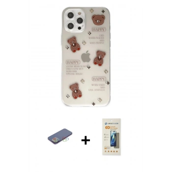 MARSİLYAN™- iPhone 12 Pro Kılıf Eksen Asil Prime - Siyah 6D Mat Seramik Hayalet Nano Ekran Koruyucu + Renkli Kamera Lens Koruma Cam - MI