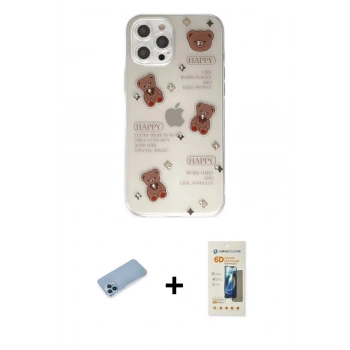 MARSİLYAN™- iPhone 12 Pro Kılıf Eksen Asil Prime - Siyah 6D Mat Seramik Hayalet Nano Ekran Koruyucu + Shine Kamera Lens Koruma Cam - MI