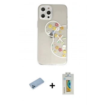 MARSİLYAN™- iPhone 12 Pro Kılıf Eksen Asil Prime - Siyah Polymer Nano Ekran Koruyucu + Shine Kamera Lens Koruma Cam - MI