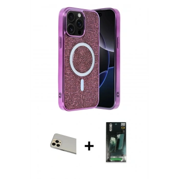 MARSİLYAN™- iPhone 12 Pro Kılıf Eksen Çizgi - Şeffaf 360 Full Body Arka Koruyucu + Rainbow Kamera Lens Koruma Cam - GD