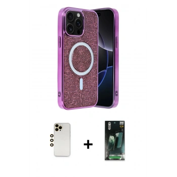 MARSİLYAN™- iPhone 12 Pro Kılıf Eksen Çizgi - Şeffaf 360 Full Body Arka Koruyucu + Shine Kamera Lens - GD