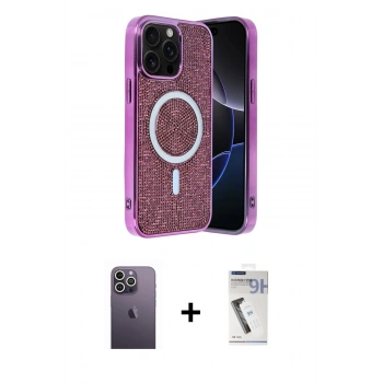 MARSİLYAN™- iPhone 12 Pro Kılıf Eksen Çizgi - Şeffaf Uv Polymer Nano Ekran Koruyucu + Neon Fosforlu Kamera Lens - BZ