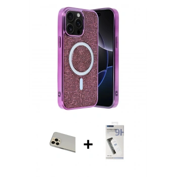 MARSİLYAN™- iPhone 12 Pro Kılıf Eksen Çizgi - Şeffaf Uv Polymer Nano Ekran Koruyucu + Rainbow Kamera Lens Koruma Cam - GD