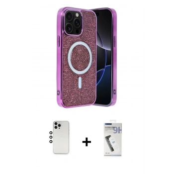 MARSİLYAN™- iPhone 12 Pro Kılıf Eksen Çizgi - Şeffaf Uv Polymer Nano Ekran Koruyucu + Shine Kamera Lens - GS