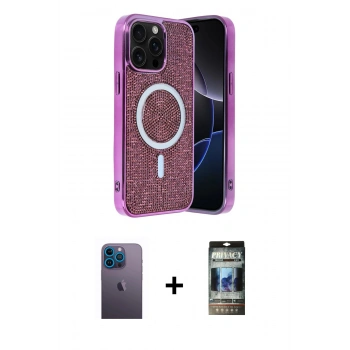 MARSİLYAN™- iPhone 12 Pro Kılıf Eksen Çizgi - Siyah 34D Hayalet Izgaralı Cam + Neon Fosforlu Kamera Lens - MI
