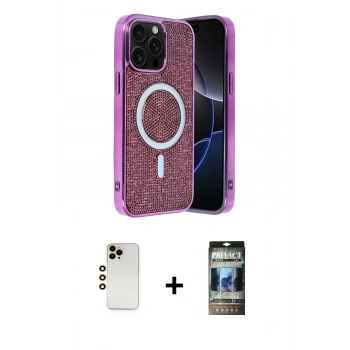 MARSİLYAN™- iPhone 12 Pro Kılıf Eksen Çizgi - Siyah 34D Hayalet Izgaralı Cam + Shine Kamera Lens - GD