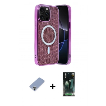 MARSİLYAN™- iPhone 12 Pro Kılıf Eksen Çizgi - Siyah 360 Mat Full Body Arka Koruyucu + Metal Kamera Lens Koruma Cam - KUYL