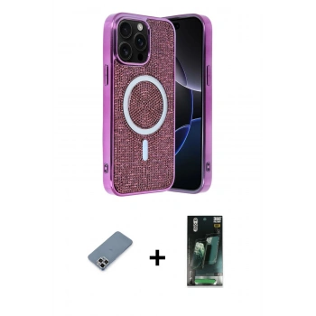 MARSİLYAN™- iPhone 12 Pro Kılıf Eksen Çizgi - Siyah 360 Mat Full Body Arka Koruyucu + Metal Kamera Lens Koruma Cam - GS