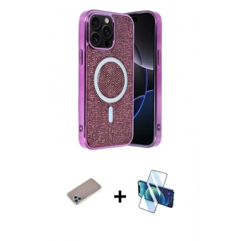 MARSİLYAN™- iPhone 12 Pro Kılıf Eksen Çizgi - Siyah 3D Antistatik Cam Ekran Koruyucu + Shine Kamera Lens Koruma Cam - SABE