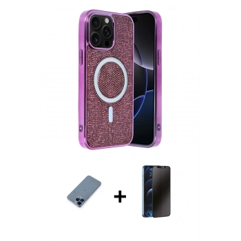 MARSİLYAN™- iPhone 12 Pro Kılıf Eksen Çizgi - Siyah 3D Antistatik Hayalet Cam Ekran Koruyucu + Metal Kamera Lens Koruma Cam - MI