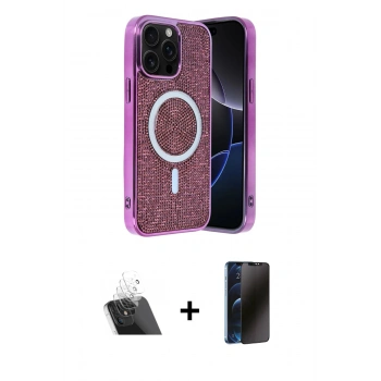 MARSİLYAN™- iPhone 12 Pro Kılıf Eksen Çizgi - Siyah 3D Antistatik Hayalet Cam Ekran Koruyucu + Kamera Lens Koruma Cam - SF