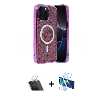 MARSİLYAN™- iPhone 12 Pro Kılıf Eksen Çizgi - Siyah 3D Antistatik Seramik Nano Ekran Koruyucu + Kamera Lens Koruma Cam - SF