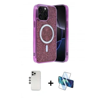 MARSİLYAN™- iPhone 12 Pro Kılıf Eksen Çizgi - Siyah 3D Antistatik Seramik Nano Ekran Koruyucu + Shine Kamera Lens - GS