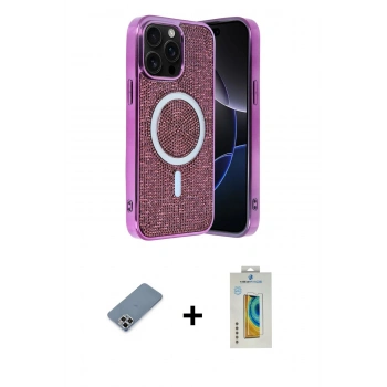 MARSİLYAN™- iPhone 12 Pro Kılıf Eksen Çizgi - Siyah Polymer Nano Ekran Koruyucu + Metal Kamera Lens Koruma Cam - GS