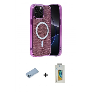 MARSİLYAN™- iPhone 12 Pro Kılıf Eksen Çizgi - Siyah Polymer Nano Ekran Koruyucu + Shine Kamera Lens Koruma Cam - MI