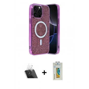 MARSİLYAN™- iPhone 12 Pro Kılıf Eksen Çizgi - Siyah Polymer Nano Ekran Koruyucu + Kamera Lens Koruma Cam - SF