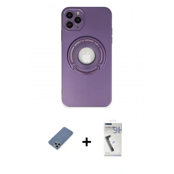 MARSİLYAN™- iPhone 12 Pro Kılıf Eksen Klasik Prime - Şeffaf Uv Polymer Nano Ekran Koruyucu + Metal Kamera Lens Koruma Cam - AKYL
