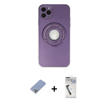 MARSİLYAN™- iPhone 12 Pro Kılıf Eksen Klasik Prime - Şeffaf Uv Polymer Nano Ekran Koruyucu + Metal Kamera Lens Koruma Cam - KUYL