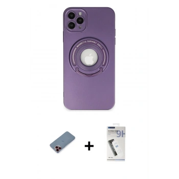 MARSİLYAN™- iPhone 12 Pro Kılıf Eksen Klasik Prime - Şeffaf Uv Polymer Nano Ekran Koruyucu + Metal Kamera Lens Koruma Cam - KI