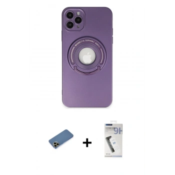 MARSİLYAN™- iPhone 12 Pro Kılıf Eksen Klasik Prime - Şeffaf Uv Polymer Nano Ekran Koruyucu + Shine Kamera Lens Koruma Cam - GD