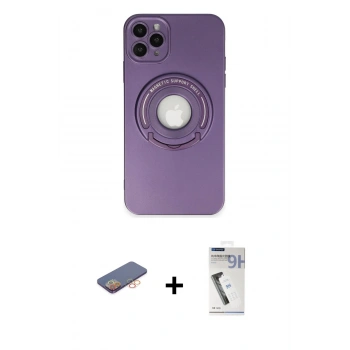 MARSİLYAN™- iPhone 12 Pro Kılıf Eksen Klasik Prime - Şeffaf Uv Polymer Nano Ekran Koruyucu + Renkli Kamera Lens Koruma Cam - TU
